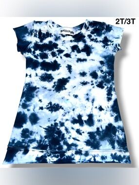 Navy Tie-Dye Short Sleeve Kids T-shirt Dress Size 2T/3T. 100% cotton